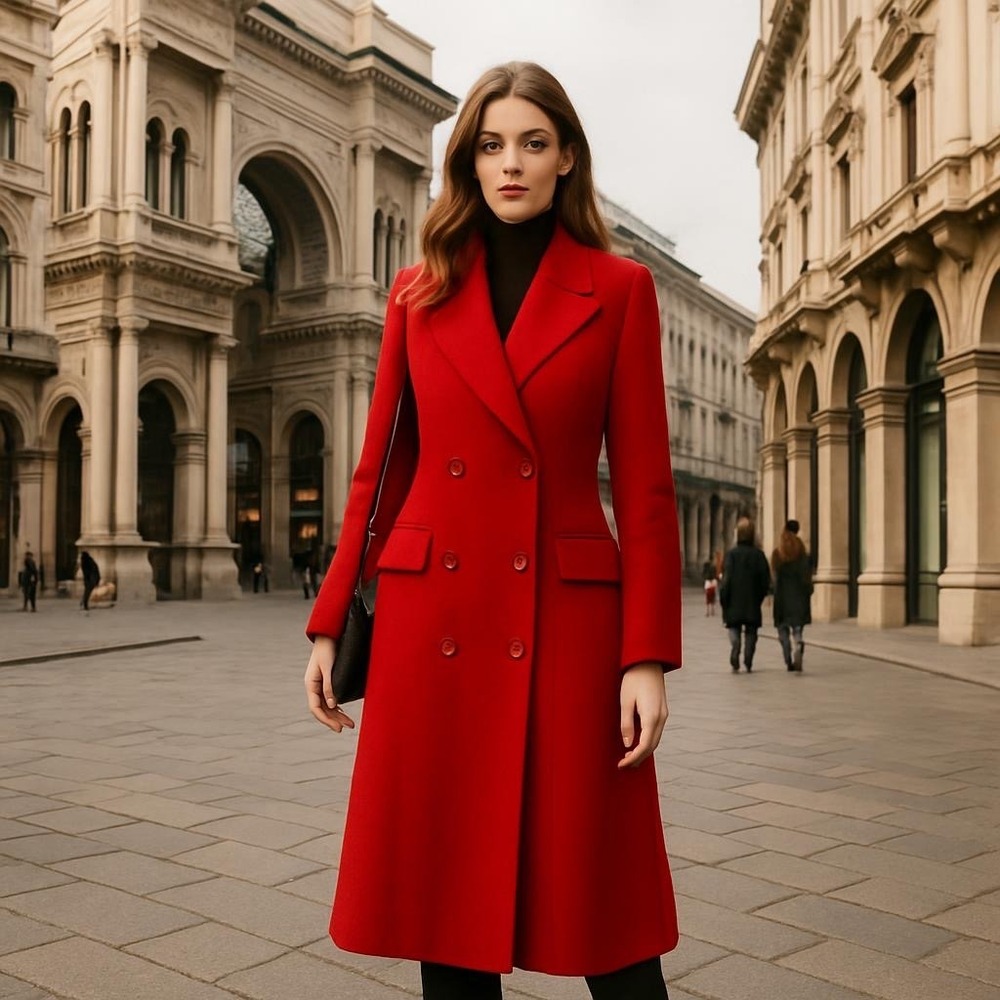 Pendleton Vintage‎ Red Virgin Wool Double Breasted Long Trench Coat Womens 14